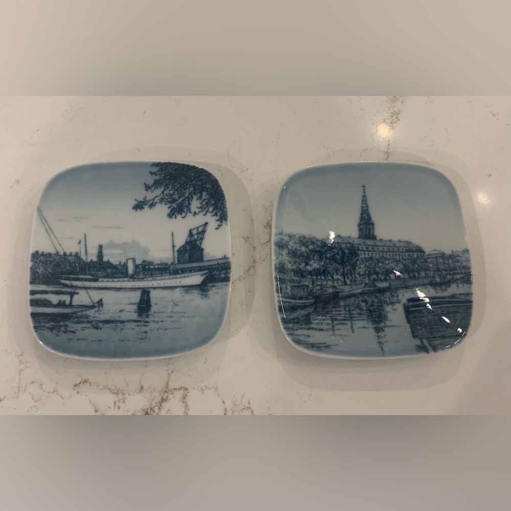 2 Vintage Christiansborg Mini Trinket Plates Porcelain 3” No Flaws